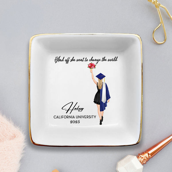 Personalized Graduation Jewelry Dish, Custom Trinket Tray, Class of 2025, Graduation Gift for Her, Senior Gift, College Graduation Keepsake TQN5197TTH
