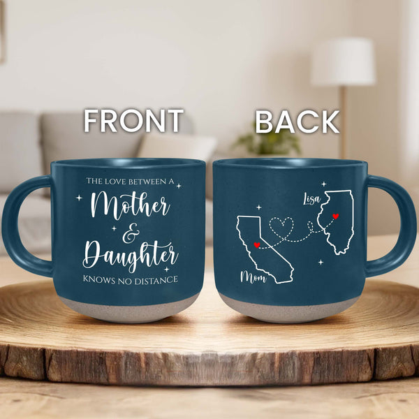 Custom Ceramic Mug Mother Daughter Long Distance State, Hearts Over Cities, Mother Daughter Gift, Gift from Daughter, Mothers Day Gift, Cup  NNT61DTD