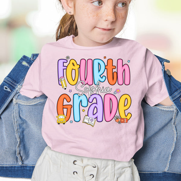 Custom Kids Name T-Shirt, Toddler Girl First Day of School, First Day of School, Back To School Gift, Kindergarten Teacher Shirt, Kids Shirt LHB355PKP