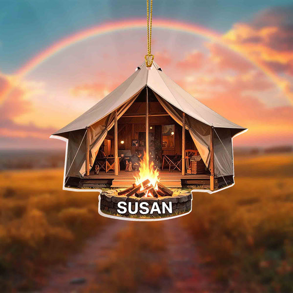 Personalized Camping Acrylic Ornament Gift for Outdoor Lovers