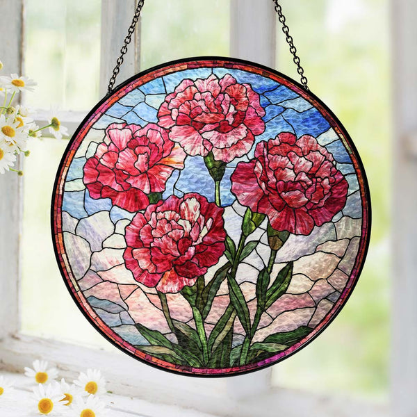 Birth Month Flower STAINED GLASS Suncatcher, Birth Flower Memorial Gift, Mothers Day Gift For Mom, Gift for Grandma,Birthday Gift For Bestie TQN4882LTH