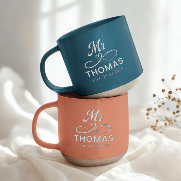 Personalized Mr And Mrs Mug, Mr and Mrs Coffee Cup, Bride and Groom Mug, Engagement Gift, Wedding Party, Honeymoon Present, Gift For Couple MLN5165TDH