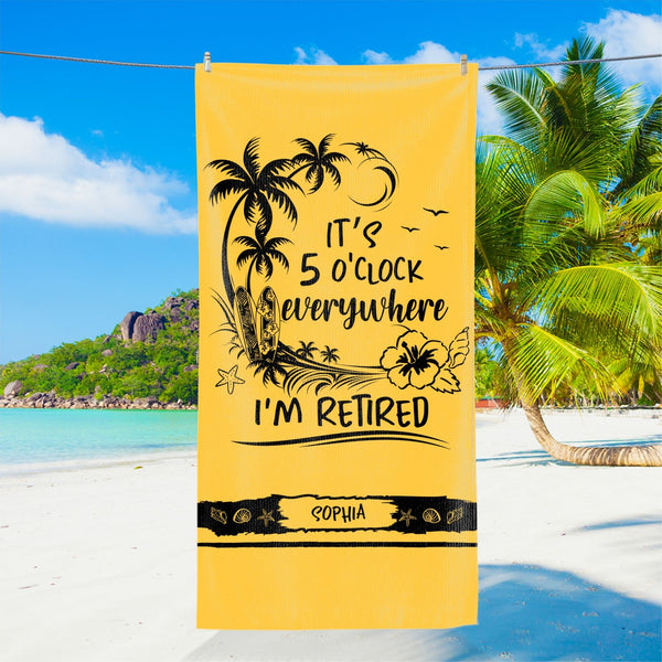 Retirement Gift, Beach Towel, Retirement Trip, Retired And Relaxed, Retirement Party, Tropical Towel, Gift For Retiree,Funny Retirement Gift TQN5472NTH