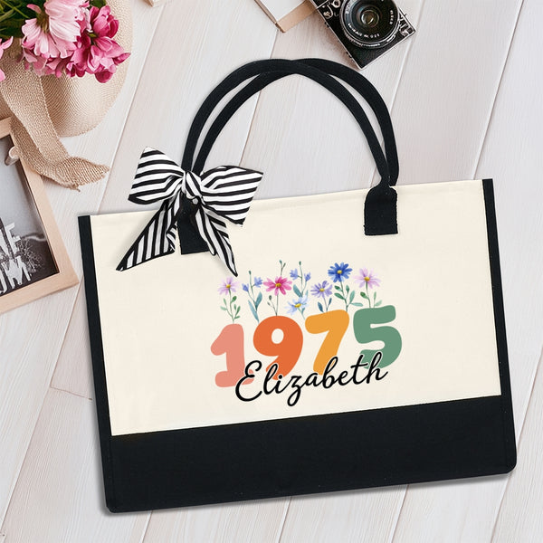 Personalized 50th Birthday Celebration Tote Bag, Custom 50th Anniversary Gift, 50th Anniversary Gift For Parents, 50th Anniversary Gift LHB237DTD