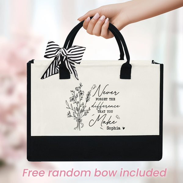 Never Forget The Difference You Make Bag, Thank You Gift, Gift For Women, Appreciation Gifts, Retirement Gift, Farewell Gift for Coworker TQN4821LTH