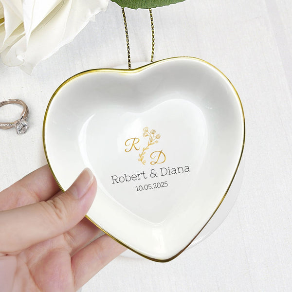 Personalized Ring Dish, Engagement Gifts Jewelry Tray, Wedding Ring Dish, Gifts for Couple, Gift for Bride, Ring Holder Dish Gifts, Bridal Shower Gifts TQN5152LTH