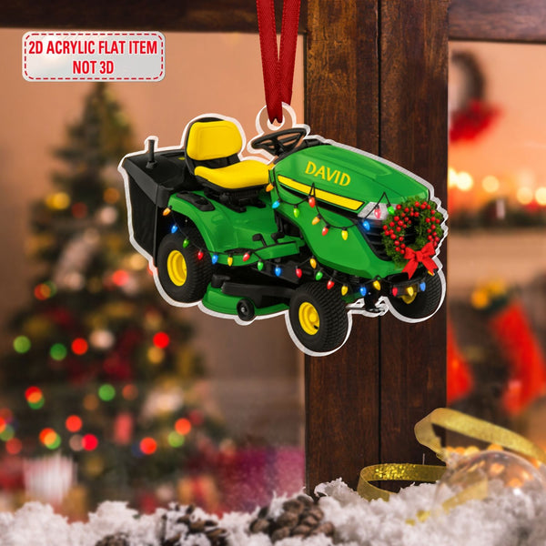 Personalized Lawn Mowers Christmas 2D Flat Ornament, Riding Mowers Ornament, Lawn Mowers Christmas Gifts, Gardening Gift, Lawn Mowers Lover