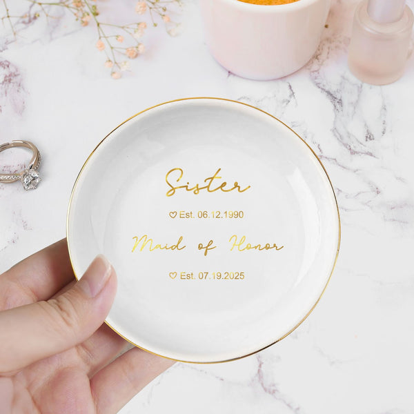 Personalized Maid of Honor Gift, Maid of Honor Proposal, Sister Wedding Gift, Bridal Shower Gift, MOH Custom Ring Dish, Sister Maid of Honor MLN5786BQT