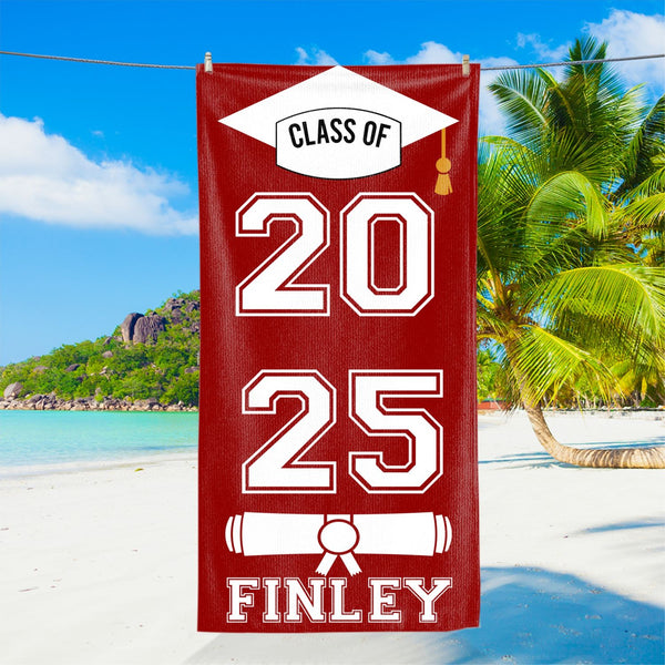 Class of 2025 Beach Towel, Graduation Custom Beach Towel, Graduation Trip Gifts, Senior Vacation, Senior Pool Towels, Gifts for Classmates MLN5906DNV