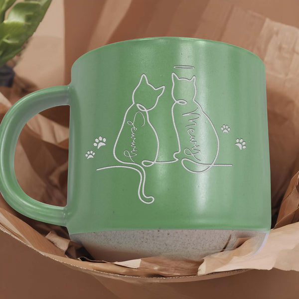 Personalised Cat Mug, Cat Memorial Gift, Cat Lovers Gift Cute Dog Cat Line Art Gift for Pet Mom/Pet Dad, Pet Lover's Gift, Cat Pottery Mug LHB307DTD