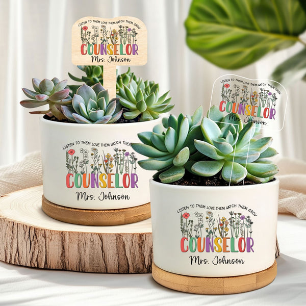 Personalized Counselor Plant Pot, School Counselor Gift, Counselor Appreciation, Counselor Grad Gift, Counselor Office Decor, Mental Health MLN5847NTH