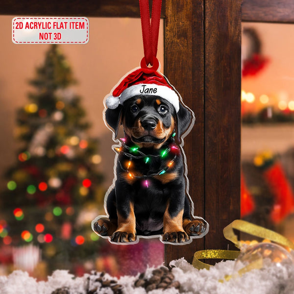 Personalized Rottweiler Puppy Christmas Ornament for Dog Lovers