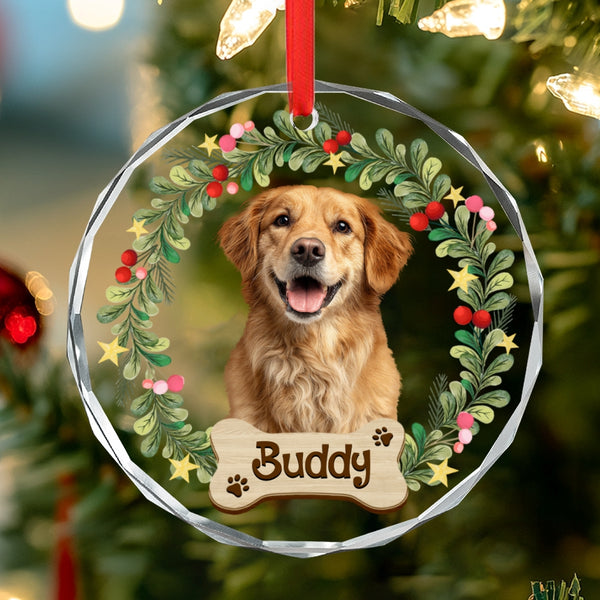 Custom Dog Christmas Ornament with Name Tag for Holiday Decoration