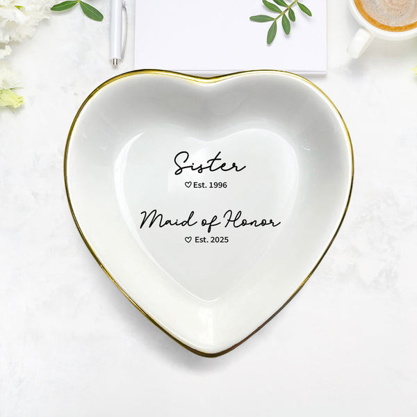 Personalized Maid of Honor Gift, MOH Ring Dish, Sister Wedding Gift, Personalized Year Established Maid of Honor Gift Sister Maid of Honor MLN5451BQT