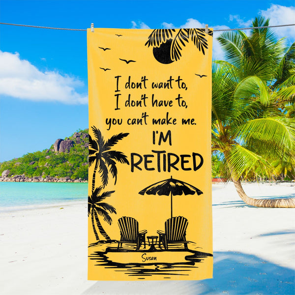 Retirement Gift, Beach Towel, Retirement Trip, Retired And Relaxed, Retirement Party, Tropical Towel, Gift For Retiree, Funny Retirement LHB178NTH