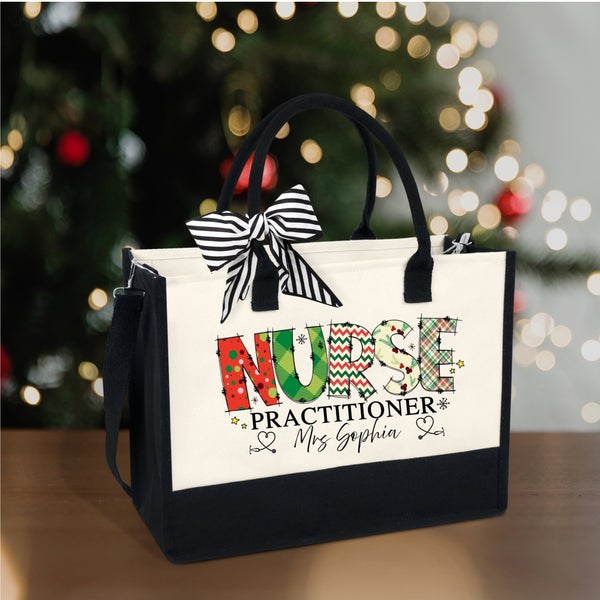 Personalized Christmas Nurse Practitioner Tote Bag Gift for Nurses