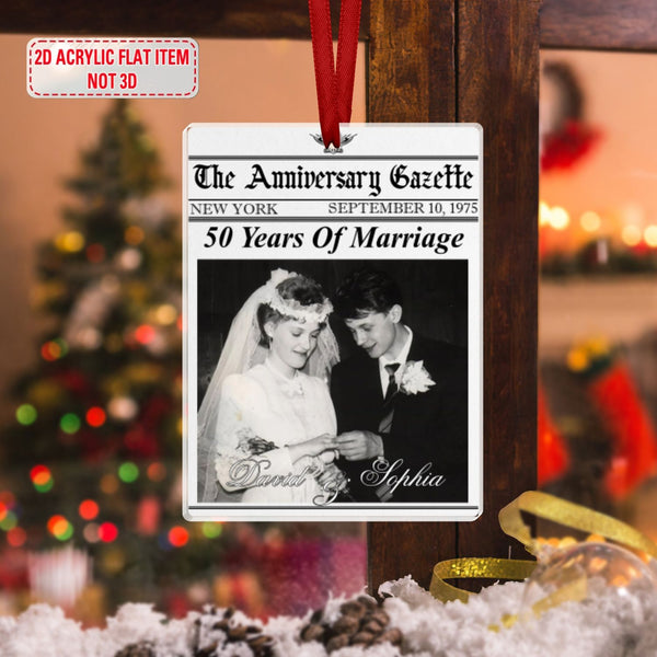 Couple Anniversary Newspaper, Wedding Newspaper, Gift For Boyfriend, Gift For Him Her, 50th Anniversary Ornament, Christmas Gift for Couples