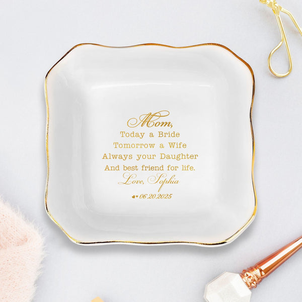 Mother of the Bride Jewelry Dish Tray, Mother of the Bride Trinket Dish, Wedding Trinket Tray, Wedding Gift for Mom, Mom Gift, Bridal Shower Gift MLN5353LTH