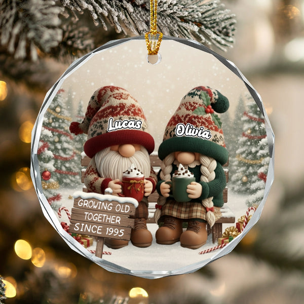 Growing Old Together Couple Ornament,Custom Gnome Couple Ornament,Wedding Anniversary Gift for Grandparents,Parents,Couple Anniversary Gifts