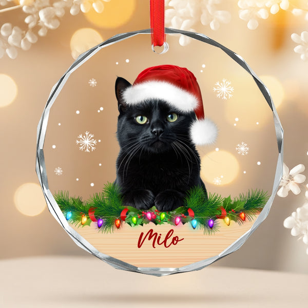 Personalized Black Cat Christmas Ornament Gift for Cat Lovers