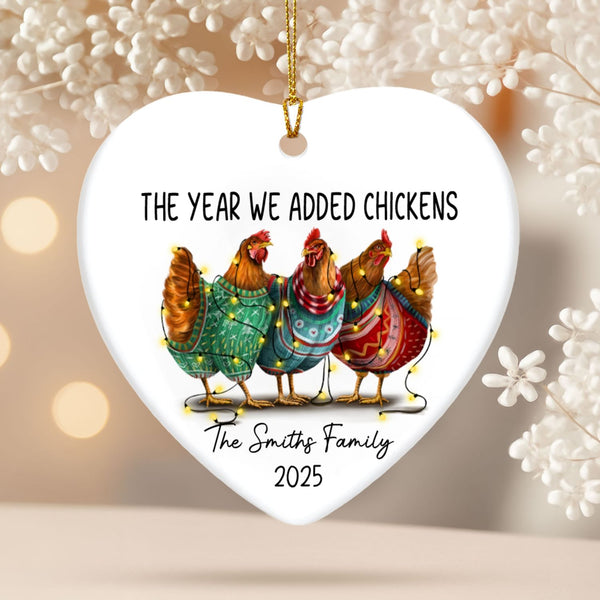 Personalized Chicken Family Christmas Ornament for Farmhouse Decor