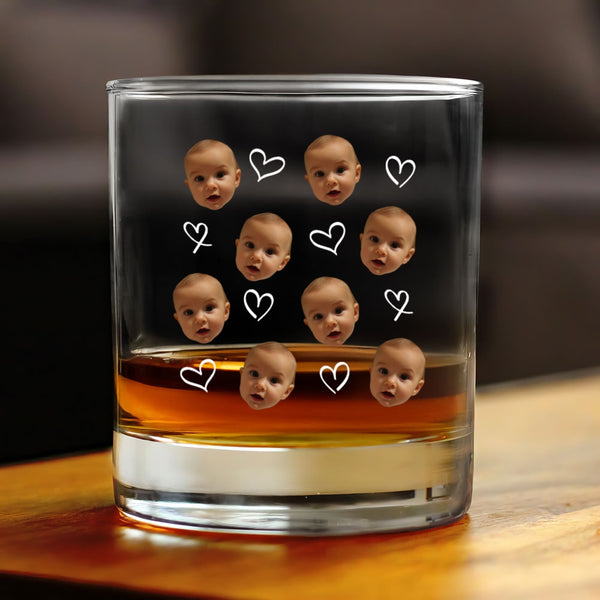 Baby Face Whisky Glass, Personalized Whiskey Glasses, Your Dogs Face, Your Husband's Face, Father's Day Gift, Mother's Day Gift, Baby Photo THR140DTD