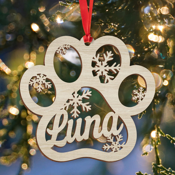 Customized Paw Print Christmas Ornament Gift for Dog Lovers