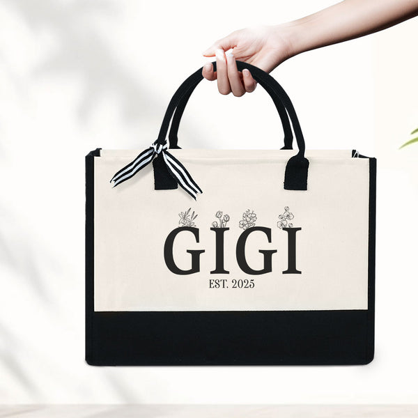 Gigi Est 2025 Tote Bag, GIGI Tote Bag, Grandma Gift, New Gigi Gift, Gift For Gigi, Gift For Grandma, Grandma To Be Gift, Personalized Gifts