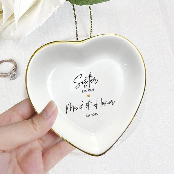 Personalized Maid of Honor Gift, MOH Ring Dish, Sister Wedding Gift, Personalized Year Established Maid of Honor Gift Sister Maid of Honor MLN5638BQT