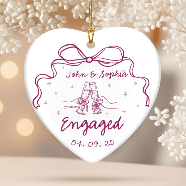 Personalized Engagement Ornament for Couples, Wedding Gift for Newlyweds, Romantic Wedding Gift for Bride, Married Ornament,Anniversary Gift