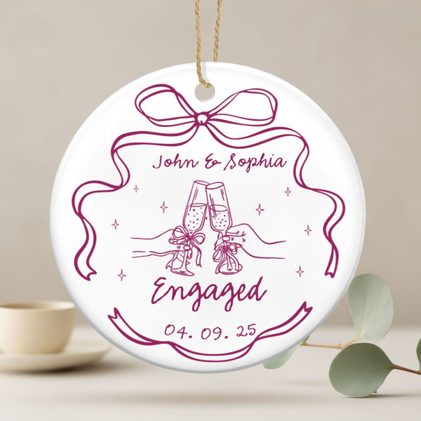 Personalized Engagement Ornament for Couples, Wedding Gift for Newlyweds, Romantic Wedding Gift for Bride, Married Ornament,Anniversary Gift