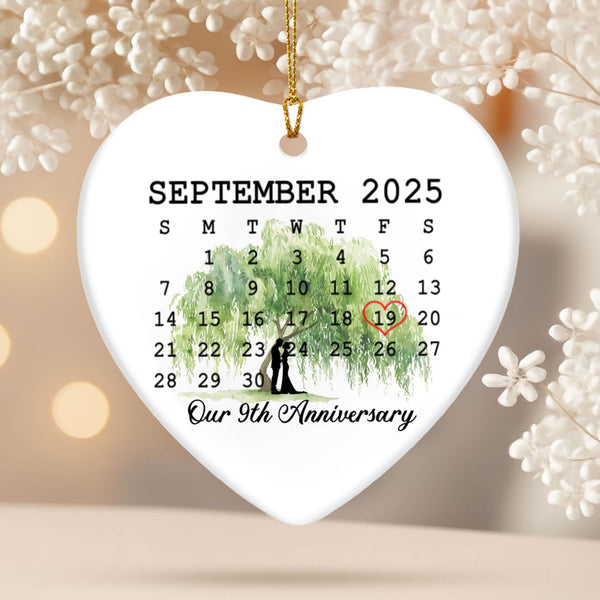 9th Anniversary Willow Tree Gifts, 9 Year Anniversary Willow Ceramic Ornament, Willow Tree 9 Year Anniversary Gifts, Willow 9th Anniversary