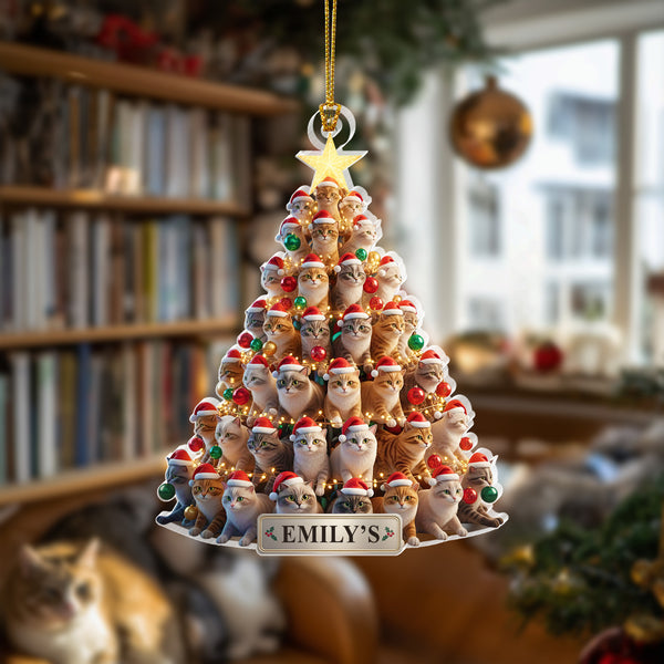 Personalized Cat Christmas Tree Ornament 2D Acrylic Decoration