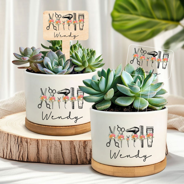 Hair Stylist Gifts, Personalized Hair Stylist Name Plant Pot, Custom Hairstyle Decor, Gift for Hairdresser, Hairdresser Gift, Barber Gifts MLN5839NTH