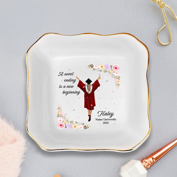 Personalized Graduation Jewelry Dish, Custom Trinket Tray, Class of 2025, Graduation Gift for Her, Senior Gift, College Graduation Keepsake TQN5202LTH