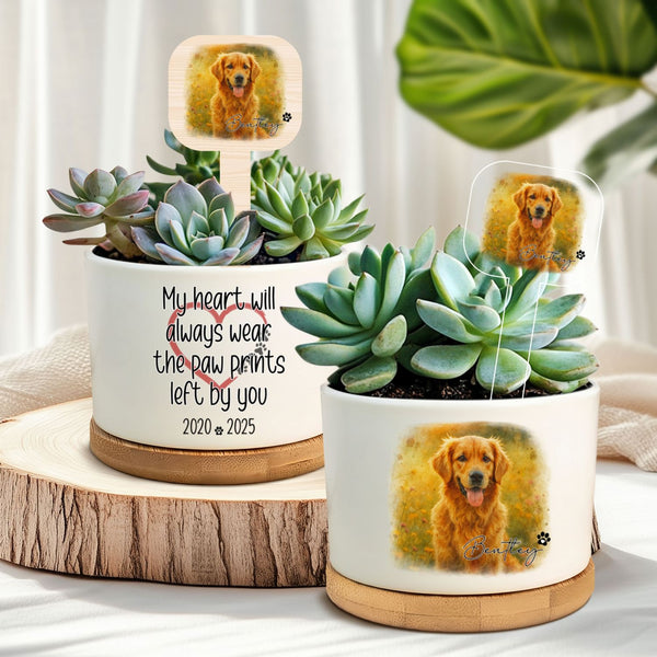 Personalized Pet Memorial Planter Photo Gift for Pet Loss Remembrance