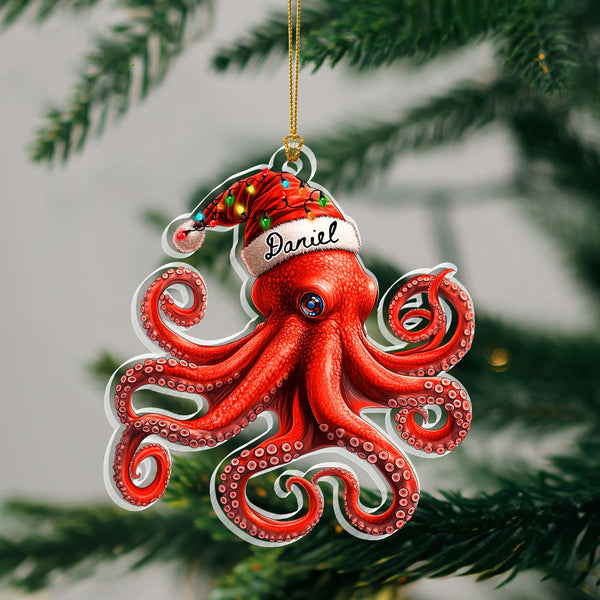 Custom Octopus Christmas Acrylic Ornament for Holiday Decoration