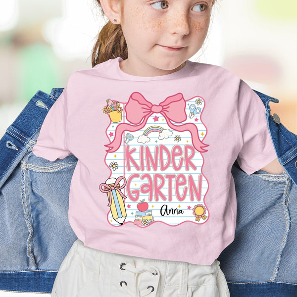 Preppy Back to School Shirt, Custom Kids Name Back To School Shirt, Toddler First Day of School Tee, Kindergarten Shirt, Back To School Gift VTM1592LTH