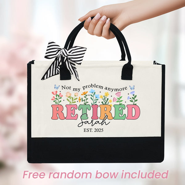 Retired Life Tote Bag, Personalized Retirement Tote Bag, Retirement Gifts for Women, New Retired Gifts Mom Bag, Retired Gift, Grandma Gift VTM1184BQT