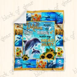 Dolphins Make Me Happy Sofa Throw Blanket P218b Geembi™