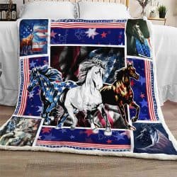 Horses With American Flag Sofa Throw Blanket Geembi™
