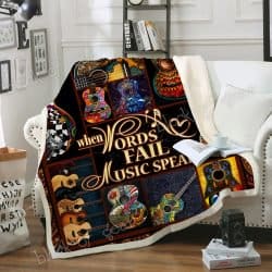 When Words Fail Music Speaks - Guitar Sofa Throw Blanket Geembi™