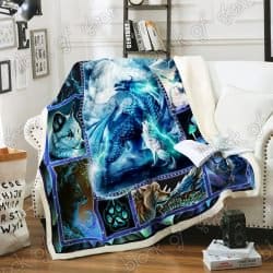 Moonsong Dragon Wolf Sofa Throw Blanket Geembi™