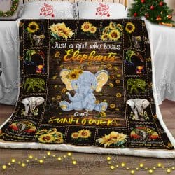 Just A Girl Who Loves Elephants And Sunflowers Sofa Throw Blanket Geembi™
