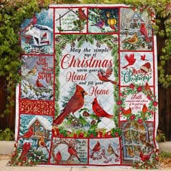 May The Simple Joys Of Christmas Warm Your Heart And Fill Your Home , Cardinal   Quilt  Geembi™
