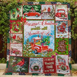 Merry Christmas, Red Truck And Cardinal Quilt NH192SC Geembi™