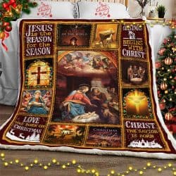 Christmas Begins With Christ  Sofa Throw Blanket  Geembi™