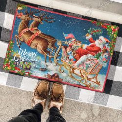 Geembi™ Christmas, Santa Claus And Reindeer Home Doormat NP317