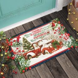 Geembi™ Happiness Come Through Your Door, Red Truck Christmas Home Doormat