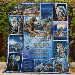 To My Daughter, Love Dad, Wolf  Quilt Geembi™